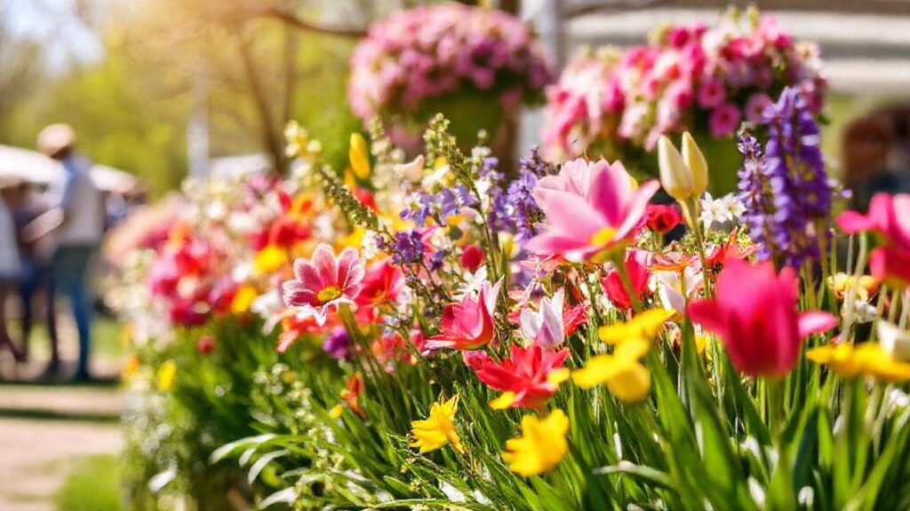 Flores primaverales celebran un día soleado