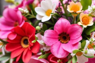 Corona de flores frescas