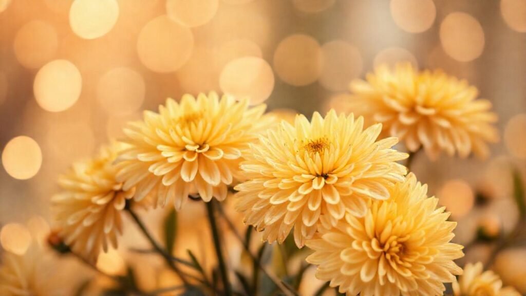 Crisantemos dorados evocan un romance vintage