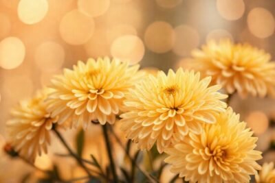 Crisantemos dorados evocan un romance vintage