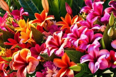 Flores tropicales vibrantes en fotografía artística