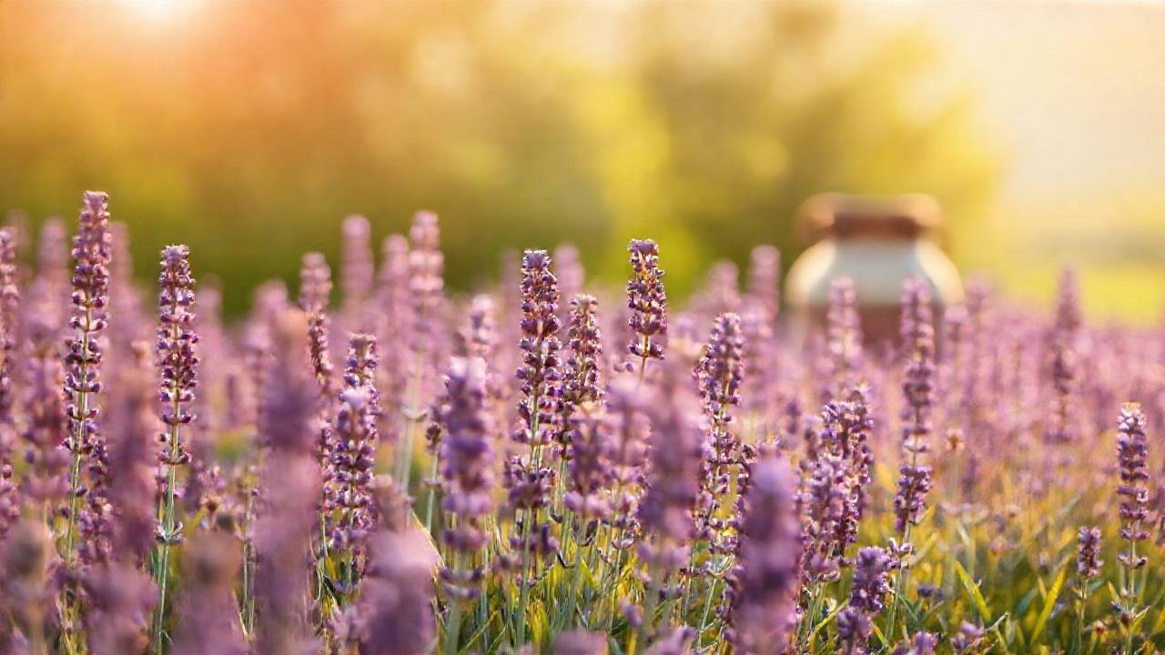 Un campo de lavanda tranquilo y sereno