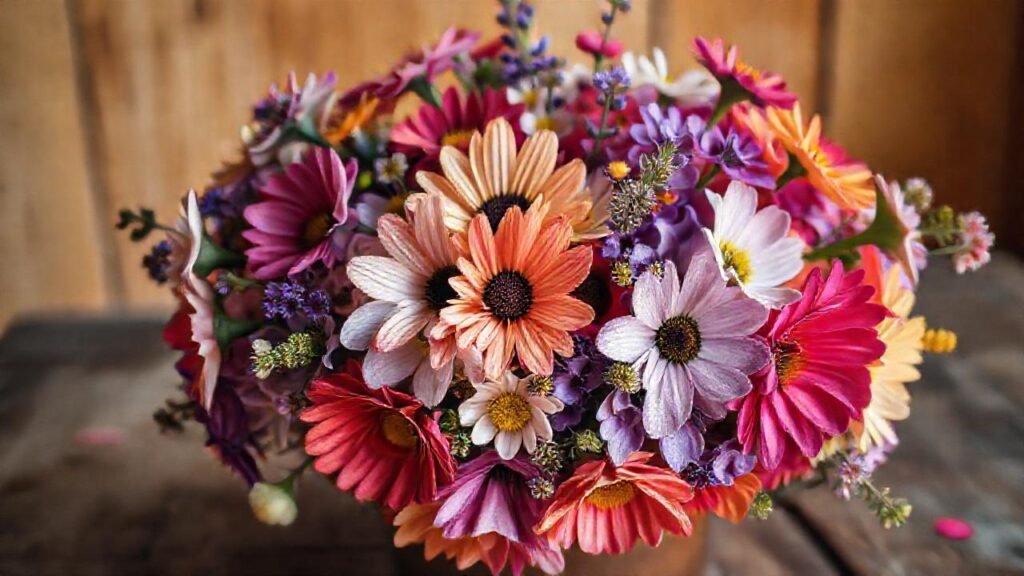 Un arreglo floral colorido y sencillo