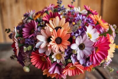 Un arreglo floral colorido y sencillo