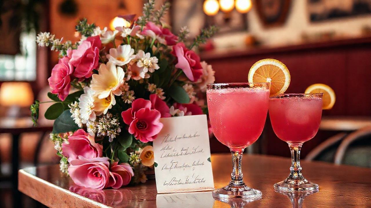 Un café nostálgico con flores