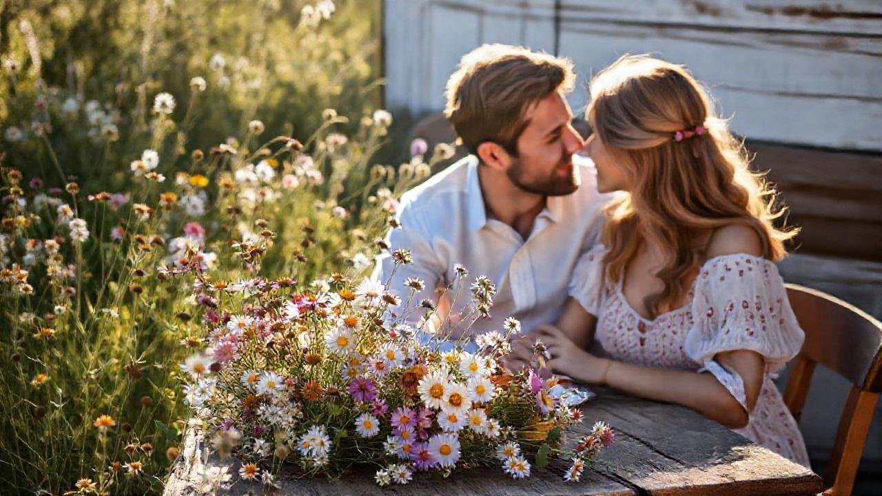Un romance sereno en flores silvestres