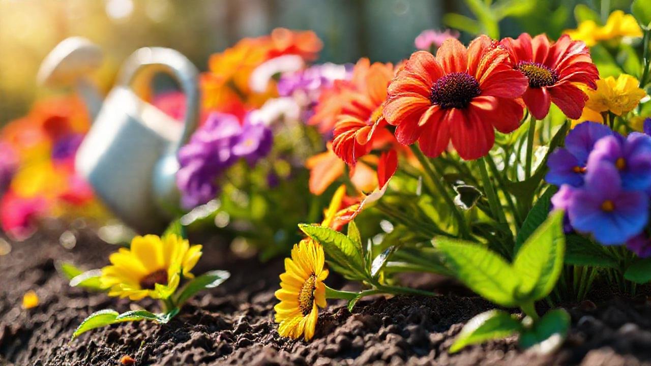 Flores comestibles en jardín florecen