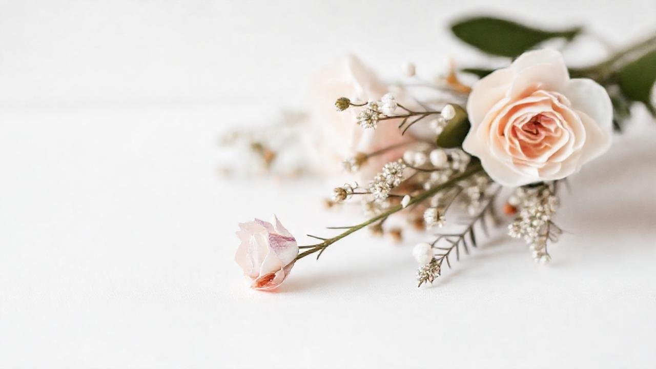 Flores elegantes en blanco, sutiles y minimalistas