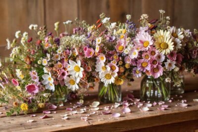 Una mesa rústica florece en calidez