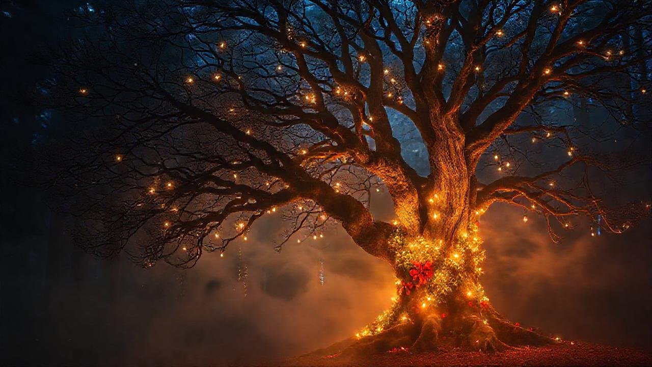 Un bosque oscuro irradia belleza etérea