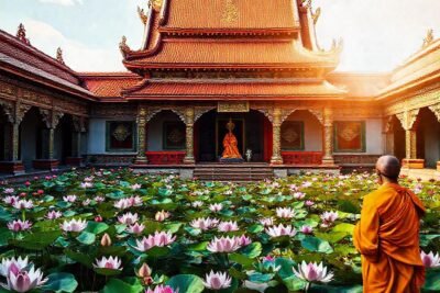 El templo irradia paz y color