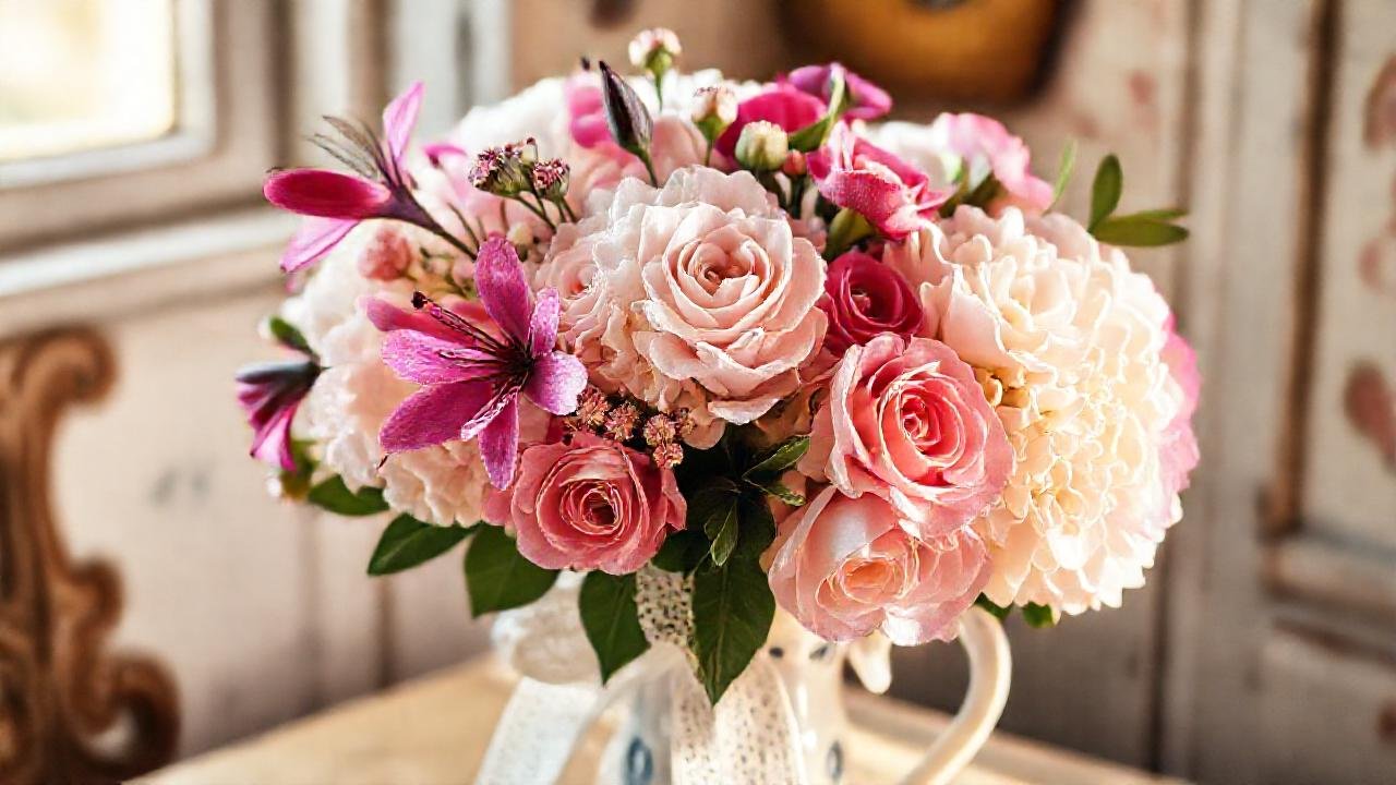 Un arreglo floral vintage y encantador