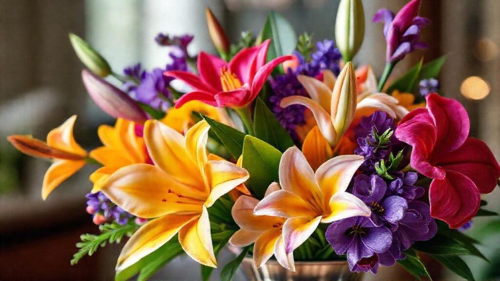 Flores exóticas y elegantes en estudio