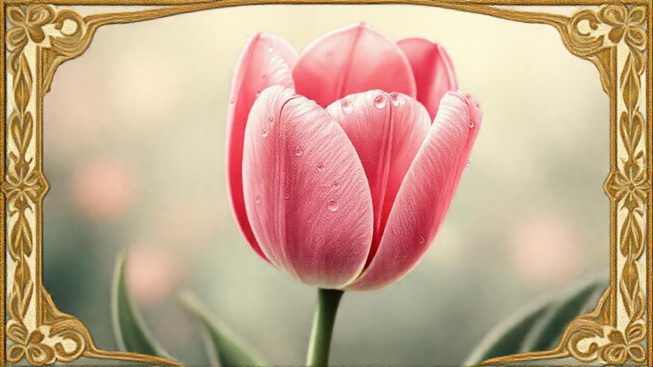 Tulip rosada vintage, elegante y delicada
