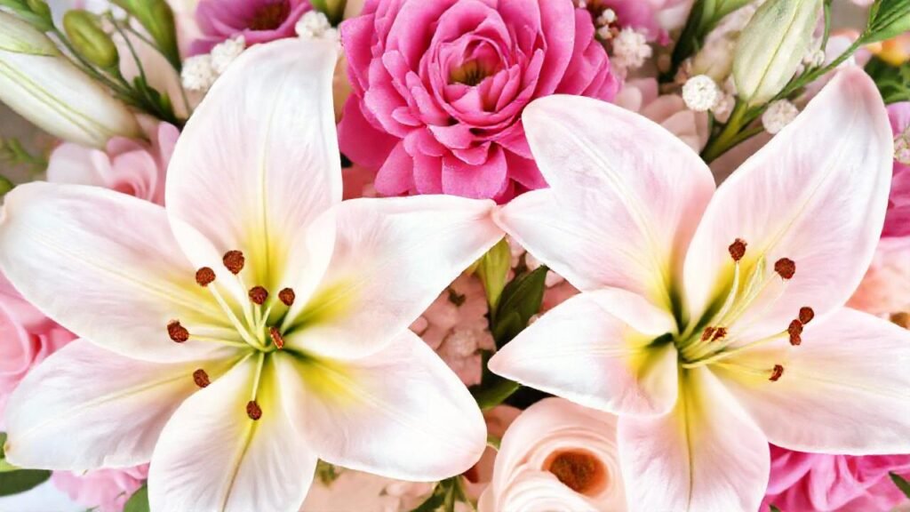 Líneas elegantes y flores pastel románticas