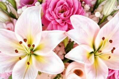 Líneas elegantes y flores pastel románticas