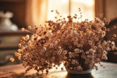 Alegre arreglo floral vintage y nostálgico