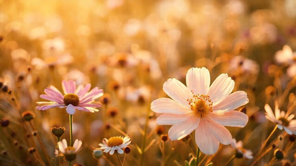 Flores silvestres doradas evocan romance sutil