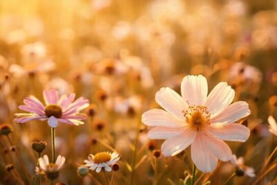 Flores silvestres doradas evocan romance sutil