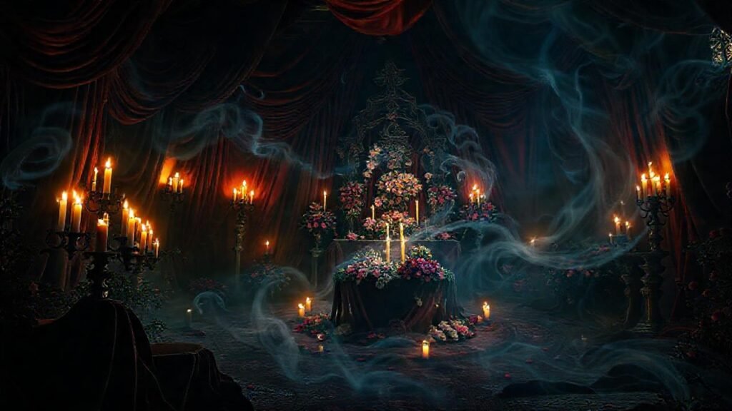 Un altar místico irradia colores vibrantes