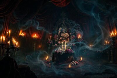 Un altar místico irradia colores vibrantes