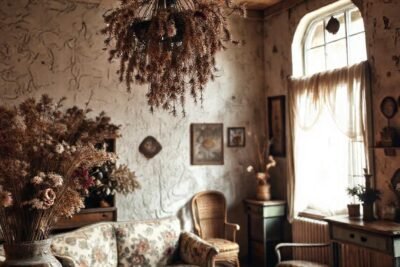 Habitación bohemia cálida y acogedora