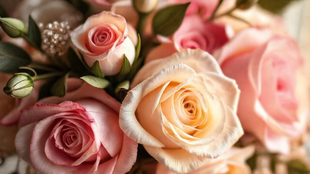 Rosas de boda en resina brillante