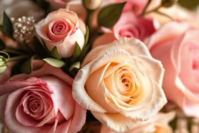 Rosas de boda en resina brillante