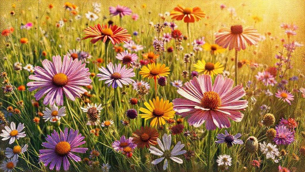 Campanas silvestres vibrantes iluminan un paisaje sereno