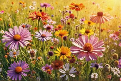 Campanas silvestres vibrantes iluminan un paisaje sereno