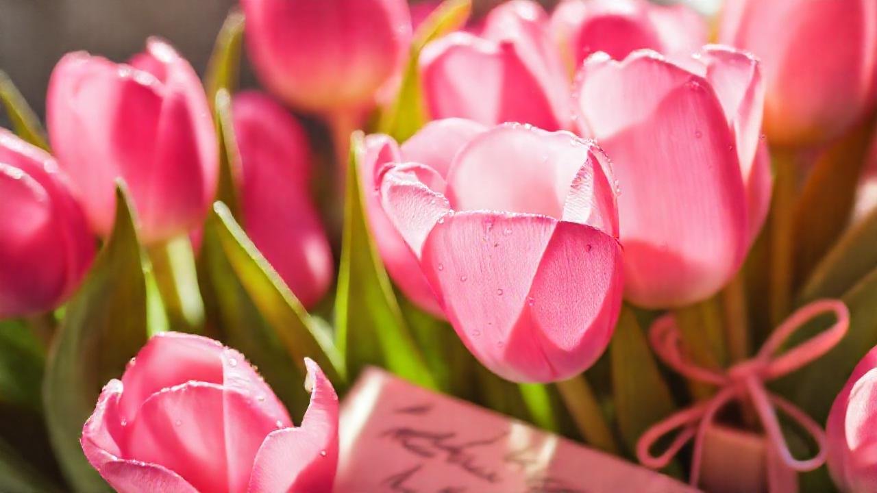 Tulipás delicadas ofrecen belleza conmovedora y regalo