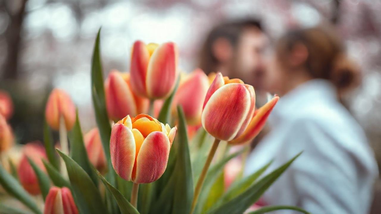 Tulipanes románticos evocan un sueño pastel