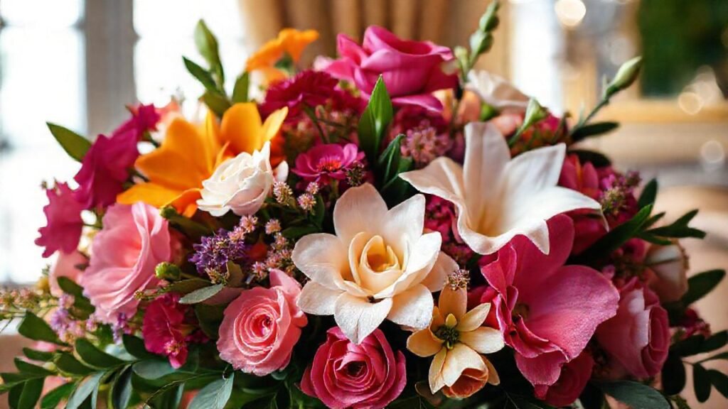 Un arreglo floral lujoso y vibrante