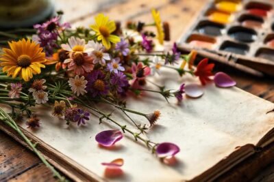 Flores vibrantes inspiran una composición artística