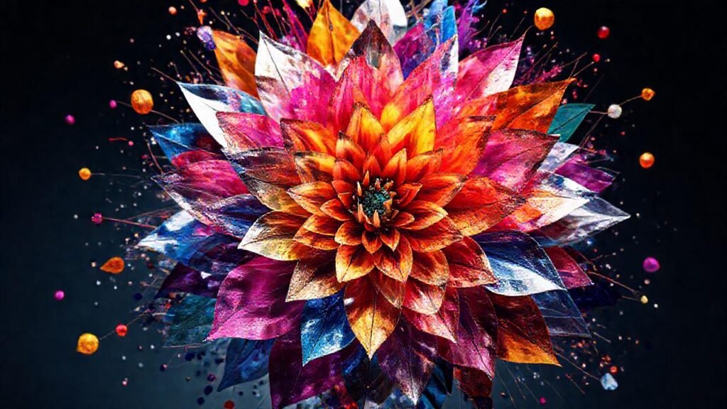 Explosión floral metálica y moderna