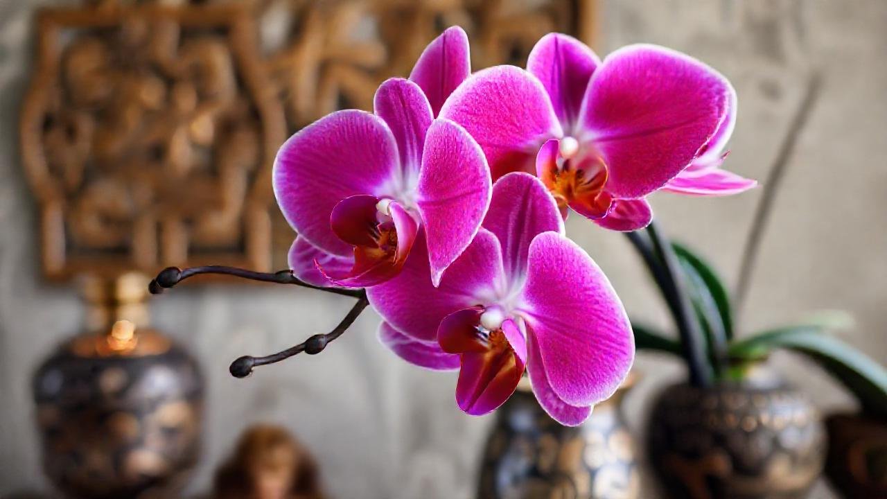 Orquídea vibrante en elegante vase