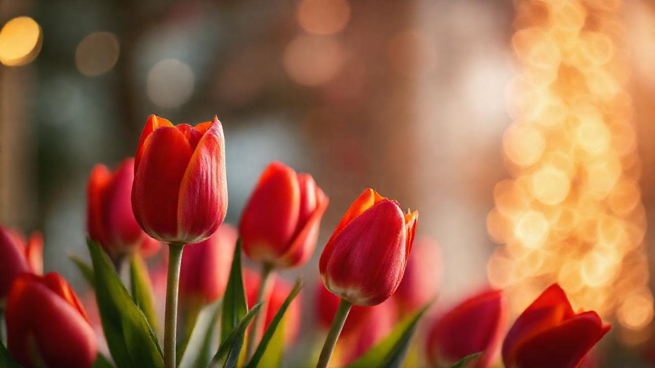 Tulipanes rojos crean un ambiente romántico
