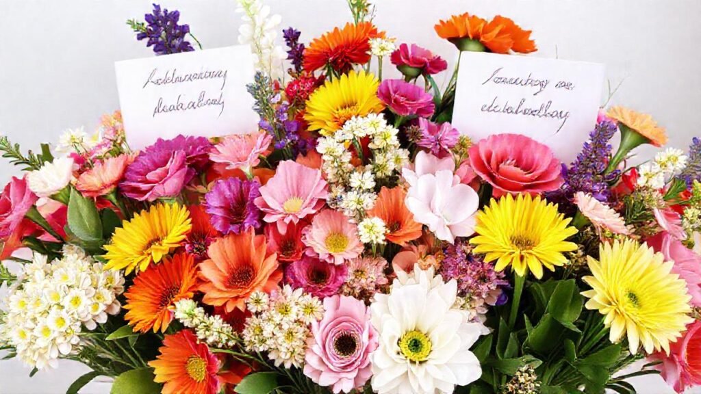 Flores vibrantes celebran un cumpleaños feliz