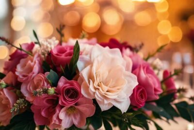 Un centro floral lujoso y vibrante