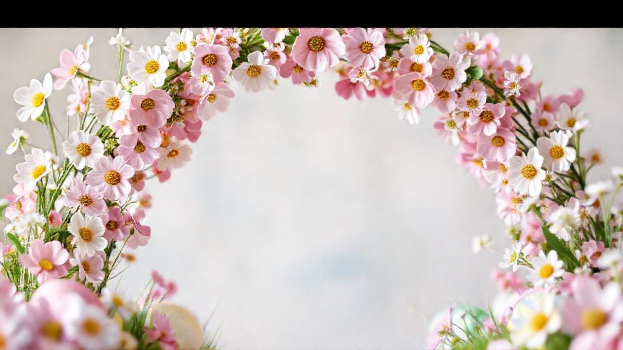 Arco floral, pastel, celebración primaveral