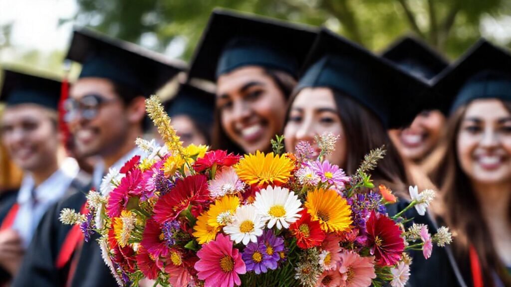 Graduados celebran con flores vibrantes