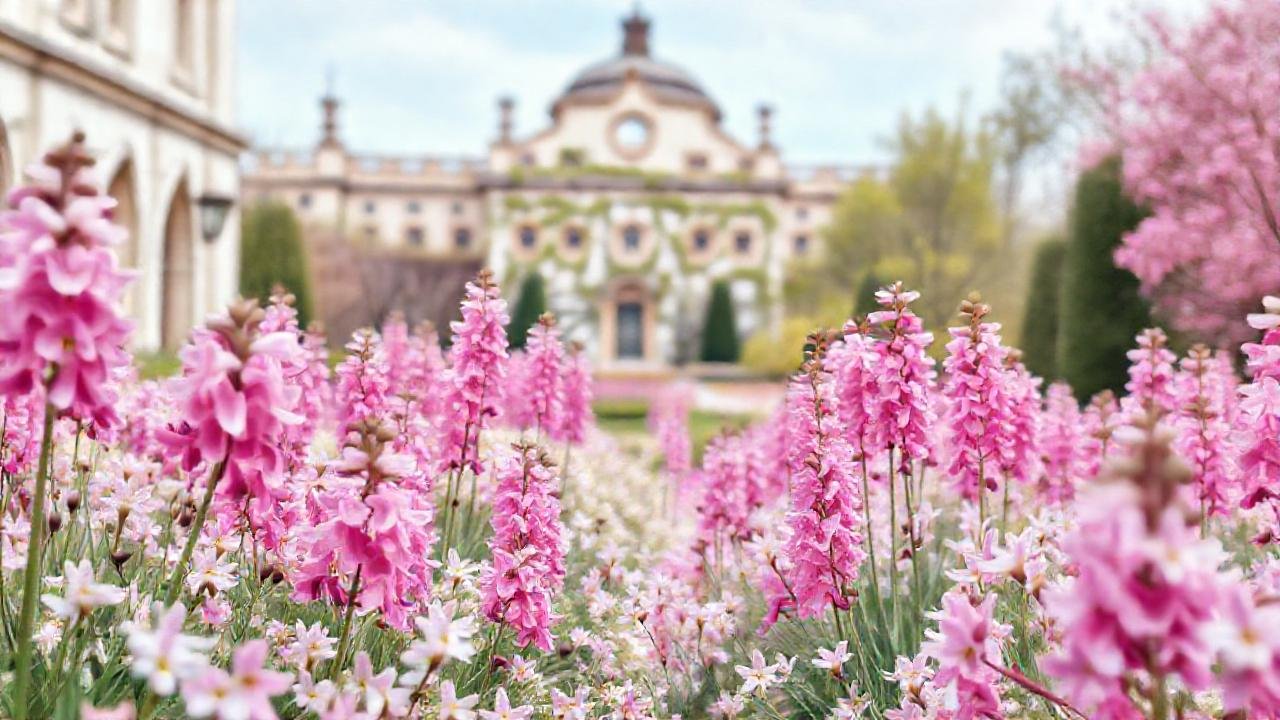 Paisaje primaveral etéreo y delicado