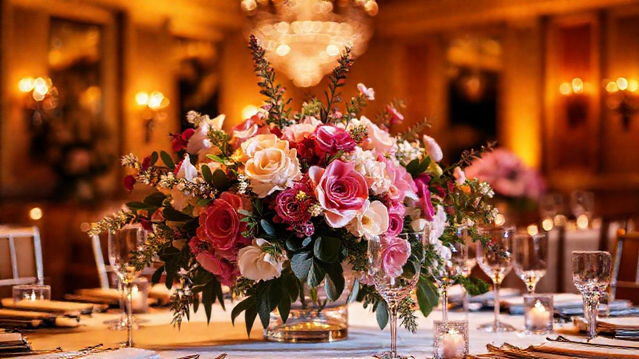 Un centro floral elegante y lujoso