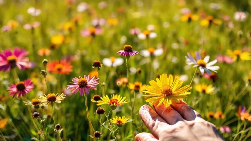 Pradera floral iluminada