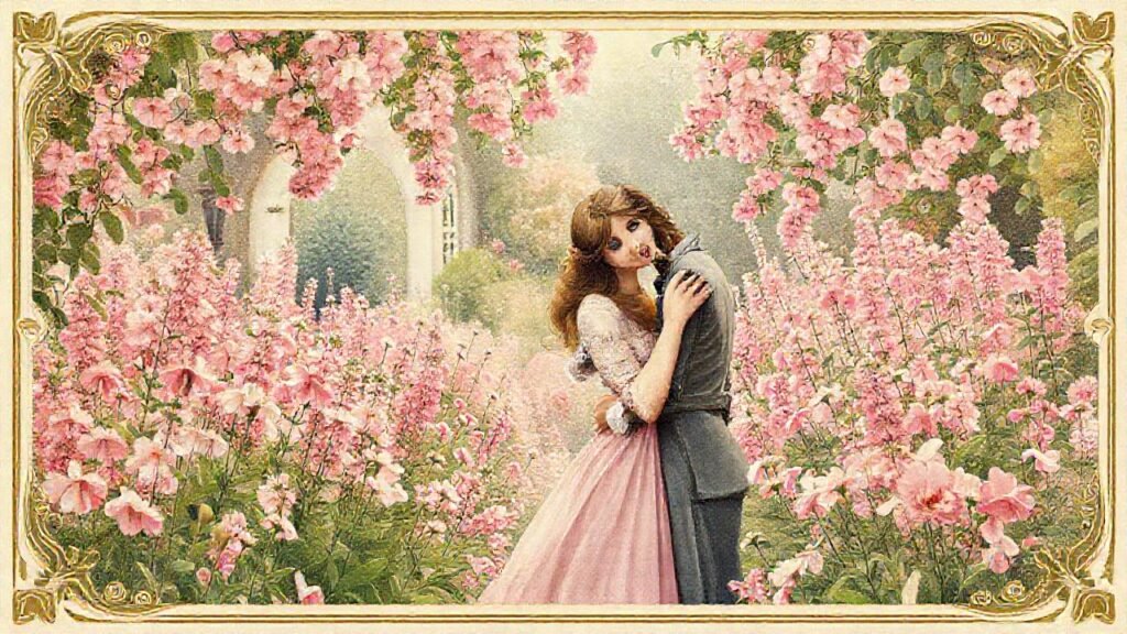 Jardín victoriano: amor y flores pastel