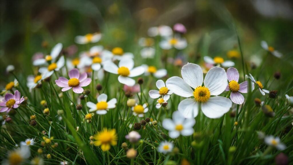 Flores silvestres pastelinas adornan la primavera