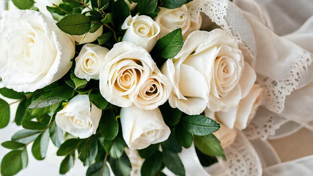Un ramo de rosas blancas romántico