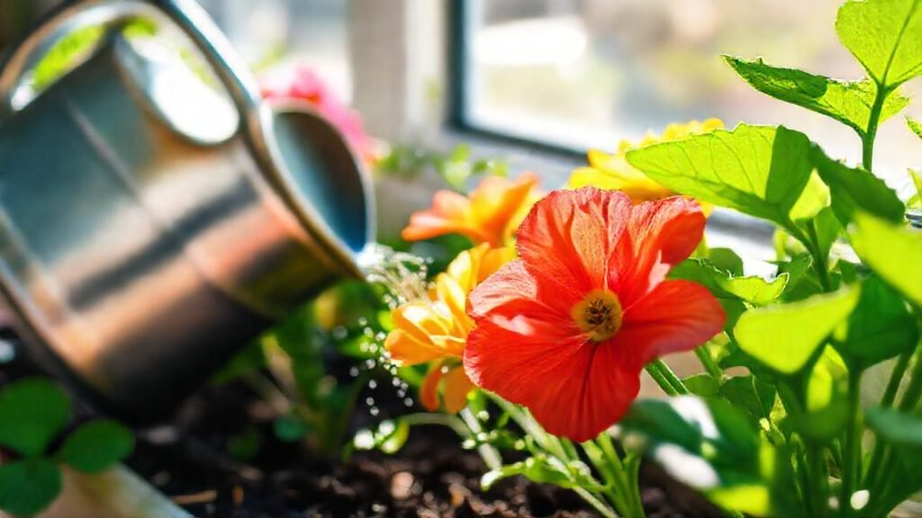 Flores comestibles vibrantes en jardín soleado