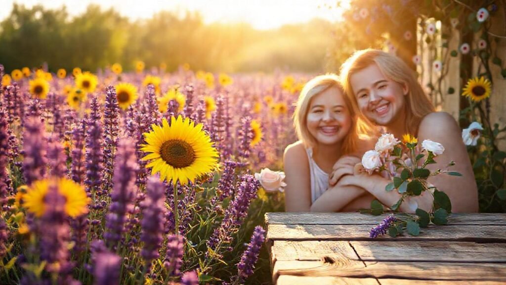 Un campo de lavanda alegre y bello
