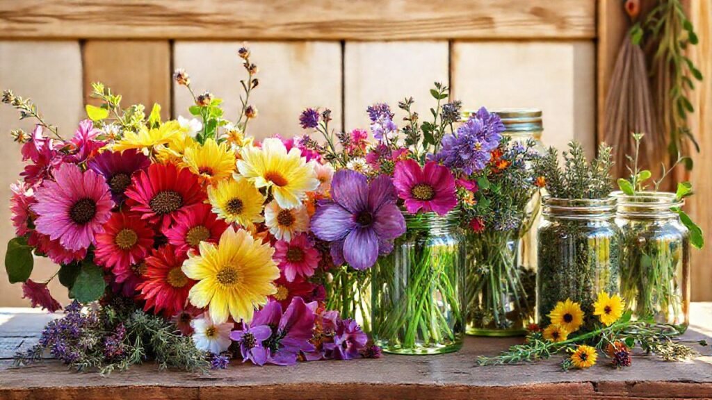 Una escena botánica rústica y vibrante